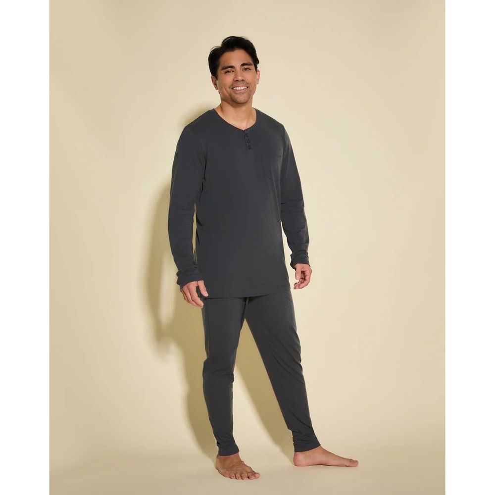 Cosabella Amore Mens Henley Pajama Set Anthracite Pima‎ Cotton Modal Large